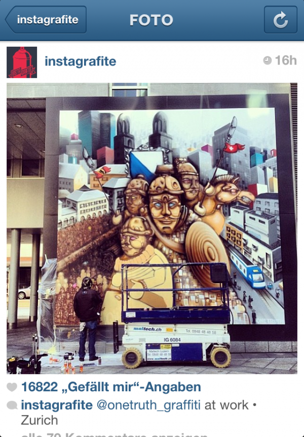Graffiti Auftrag UBS Bahnhofstrasse Zürich