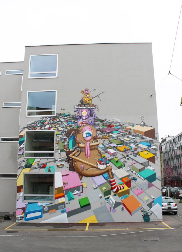 Graffiti Auftrag Hausfassade Playground