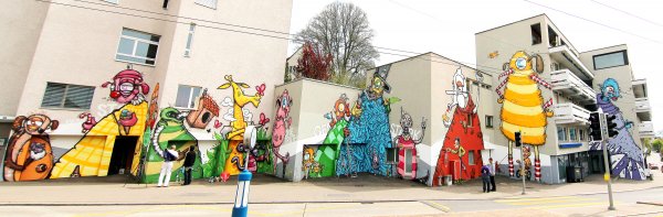 Graffiti Auftrag Zürich / Häuser Rötelstrasse 