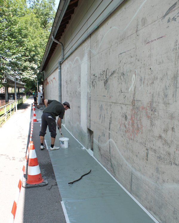 Graffiti Auftrag Stadt Zürich Tausendfüssler 